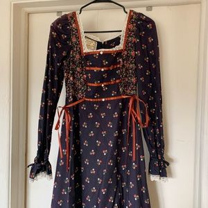 Gunne Sax Orange Navy Prairie Dress Size 13